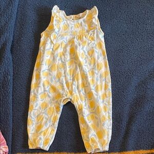 Emily and Oliver Yellow and cream Lemon Print Baby Romper jumpsuit